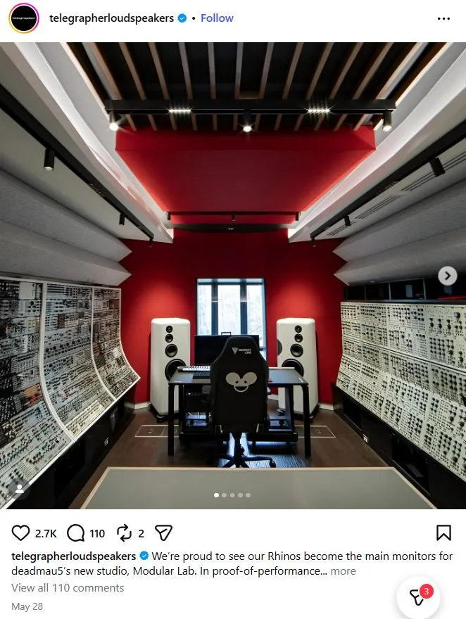 Telegrapher's RHINO in deadmau5's new studio